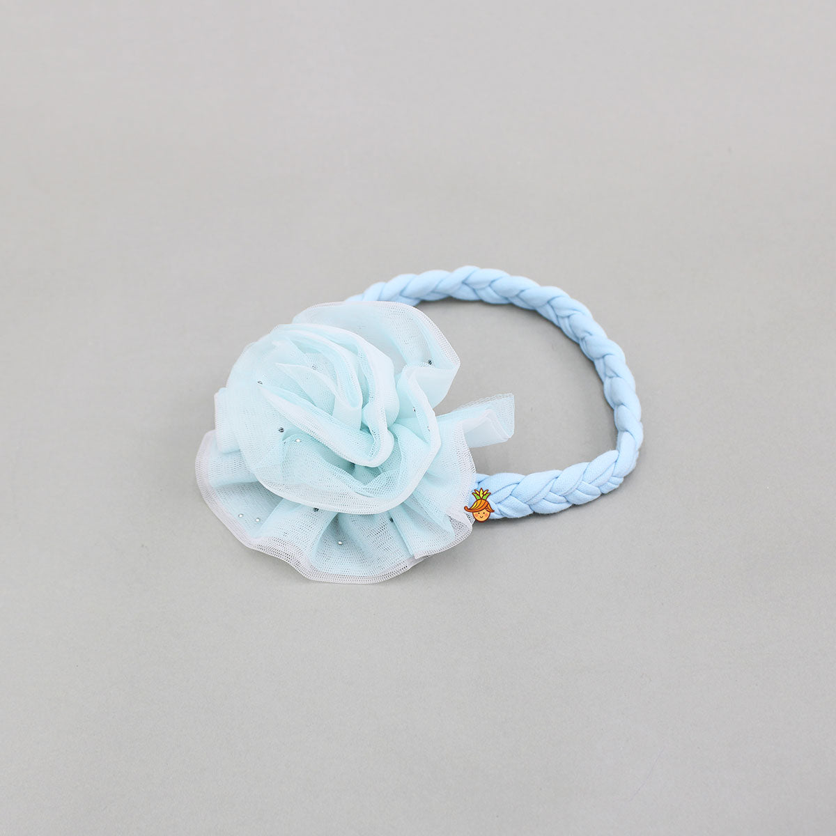 Blue Braided And Net Flower Embellished Head Band