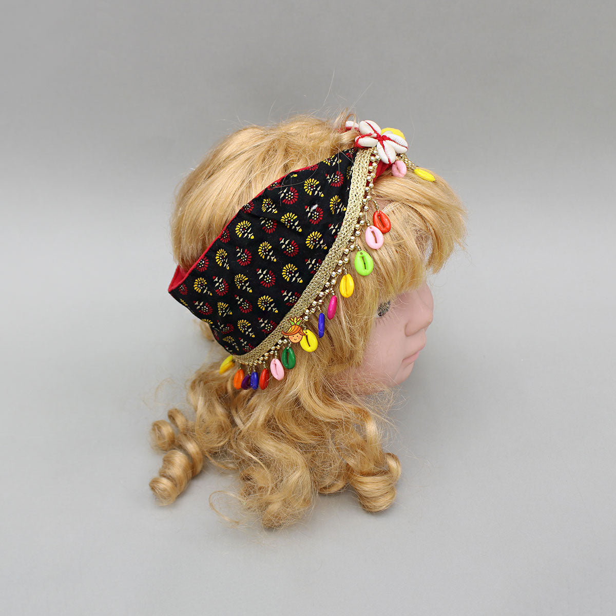 Red Printed And Embellished Head Band