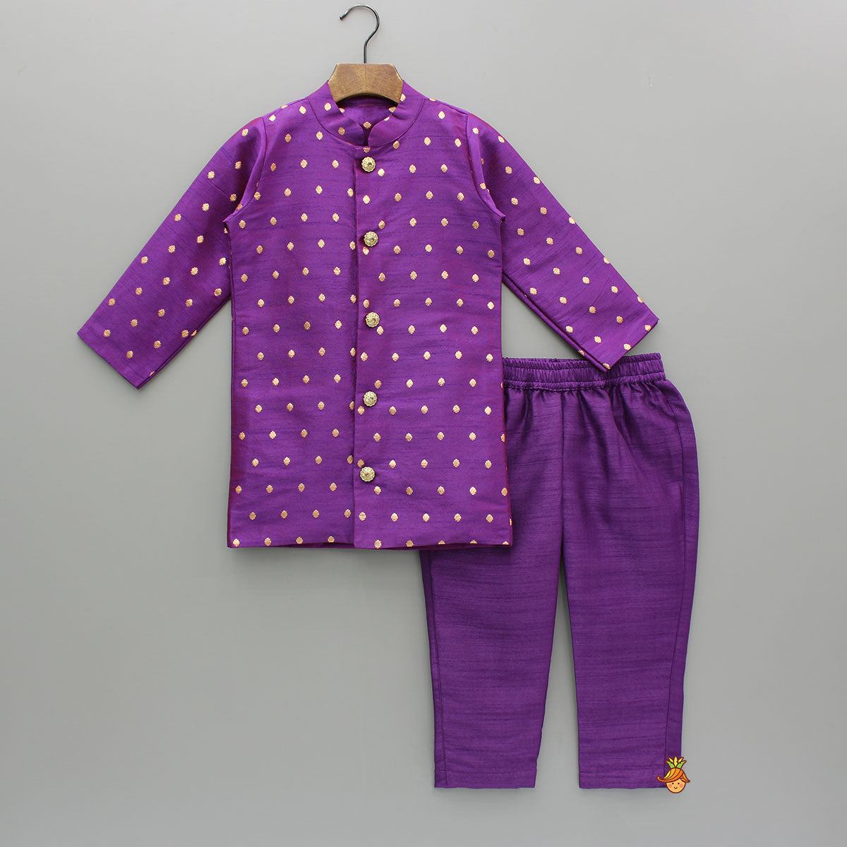 Purple Kurta With Zari Work And Pant