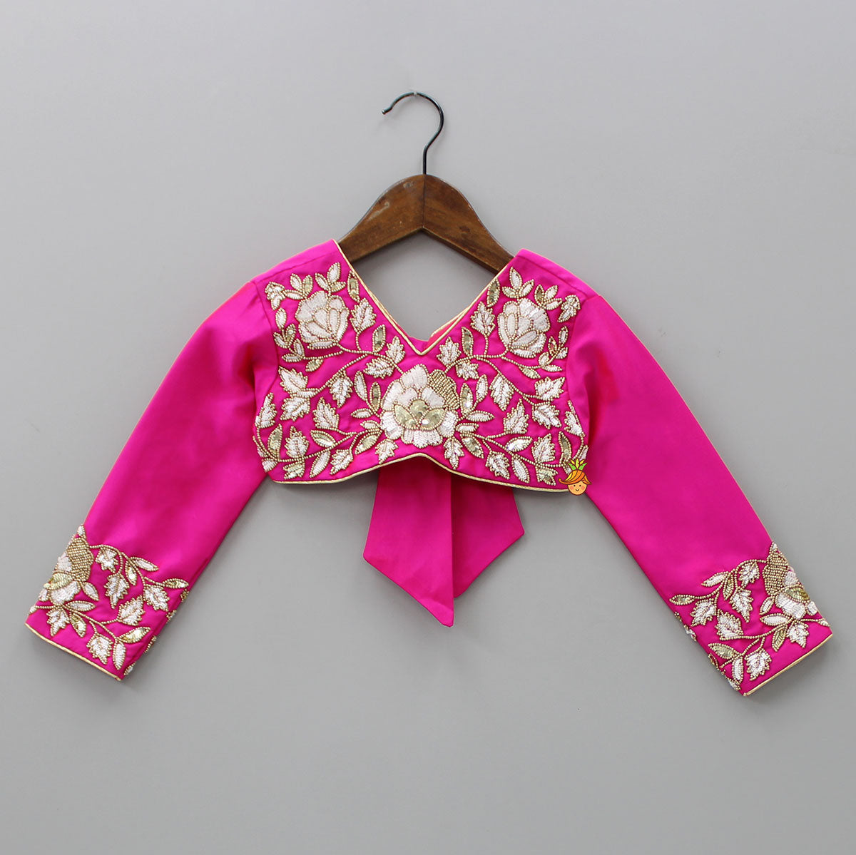 Pre Order: Pink Embroidered Top And Scalloped Hem Lehenga With Dupatta