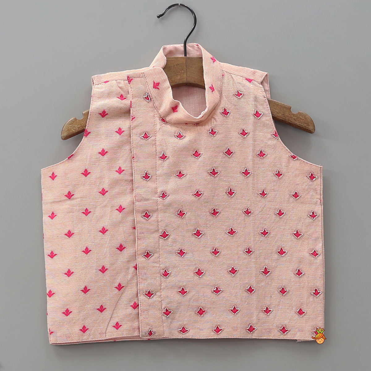 Pre Order: Pink Chanderi Kurta With Stylish Embroidered Jacket And Pyjama