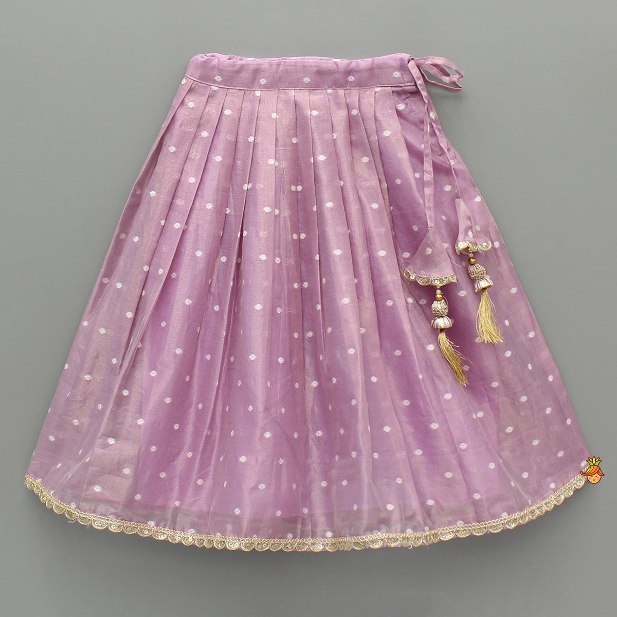 Pre Order: Lavender Chanderi Embellished Top And Lehenga