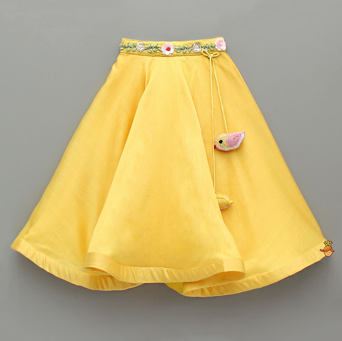 Pre Order: Yellow Embroidered Top And Lehenga