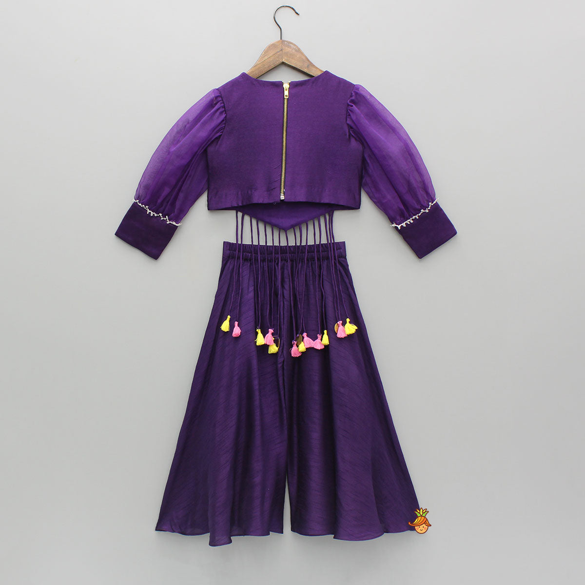 Pre Order: Purple Embroidered Top And Flared Palazzo