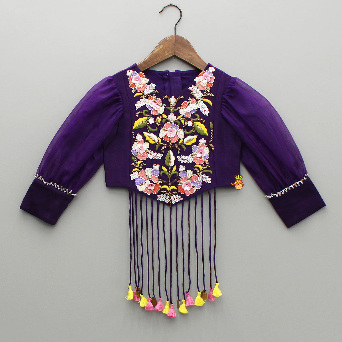 Pre Order: Purple Embroidered Top And Flared Palazzo