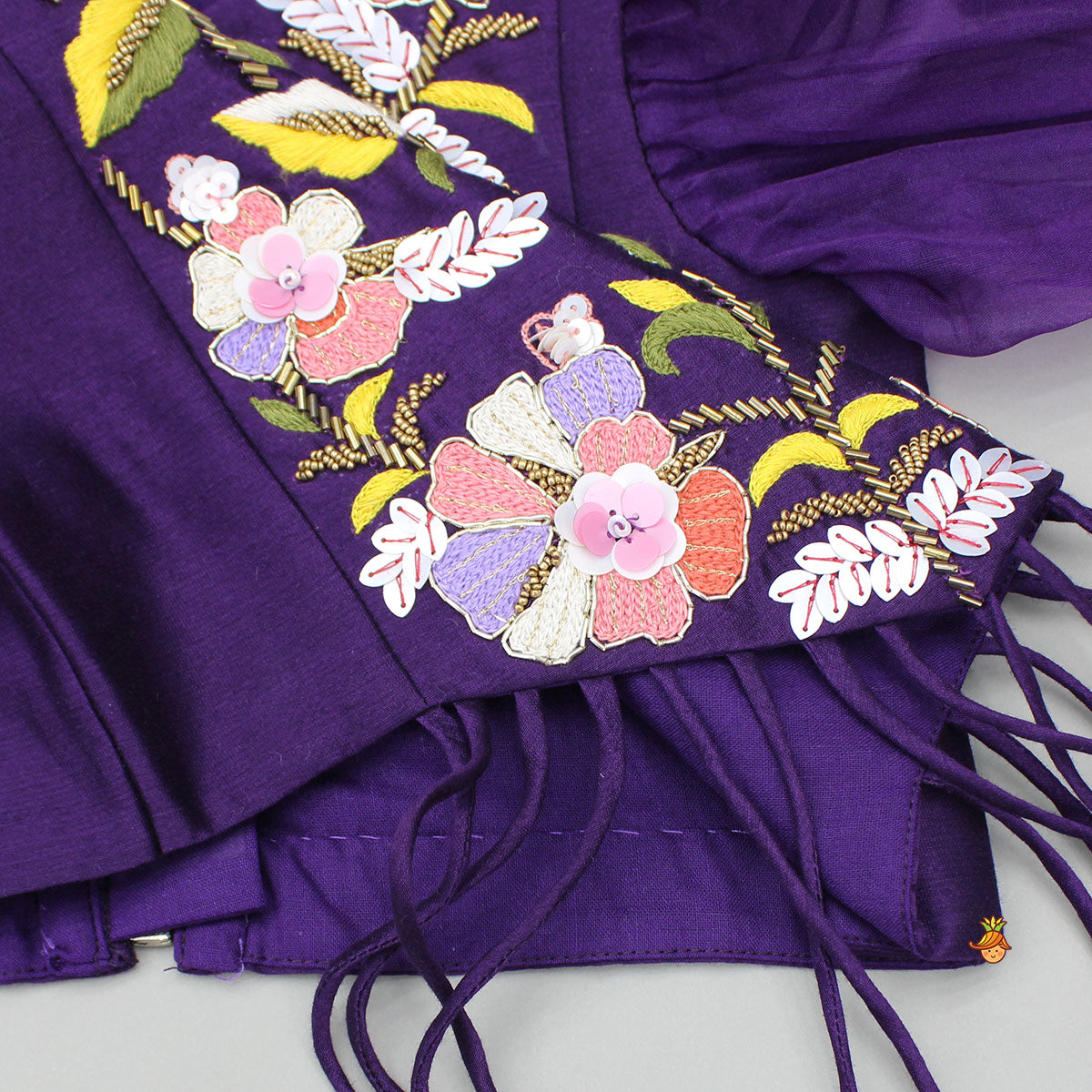 Pre Order: Purple Embroidered Top And Flared Palazzo