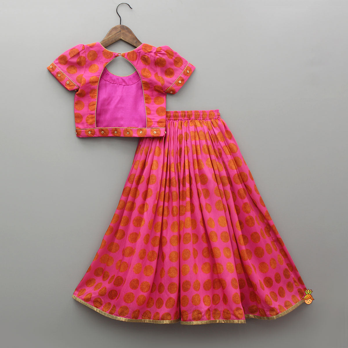 Floral Sequins Embellished Printed Pink Top And Lehenga With Pearls Lace Detail Dupatta