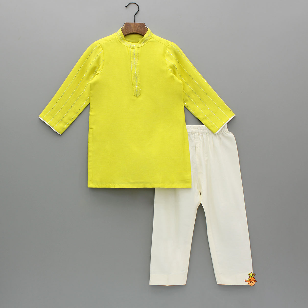 Pre Order: Yellow Embroidered Kurta And Pyjama