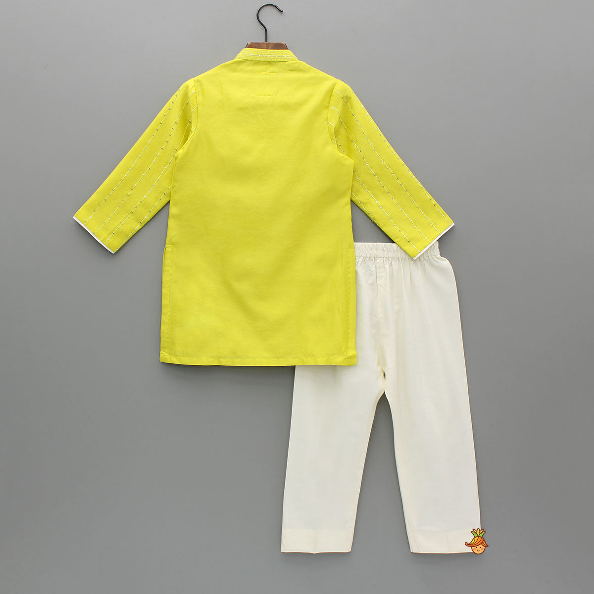 Pre Order: Yellow Embroidered Kurta And Pyjama