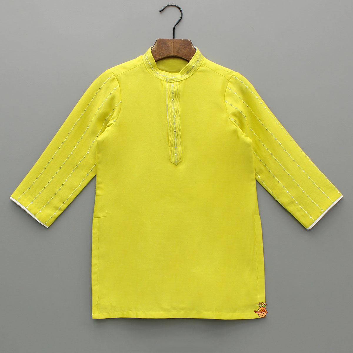 Pre Order: Yellow Embroidered Kurta And Pyjama