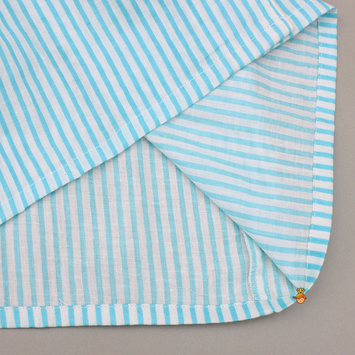 Blue And White Striped Notch Collar Sleepwear