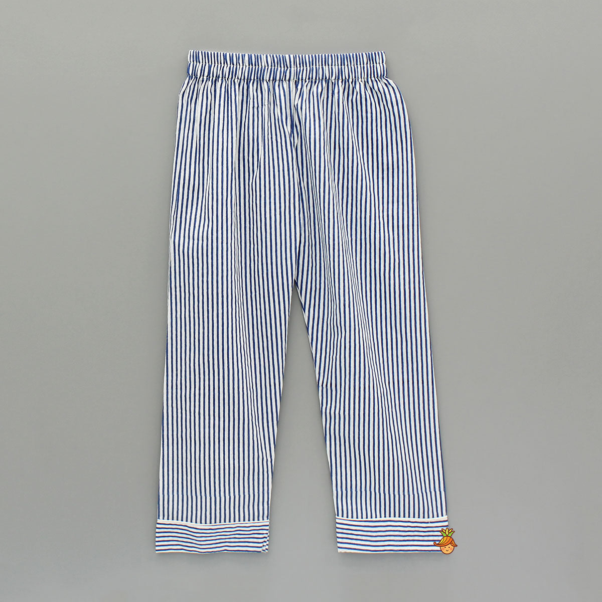 Blue Stripe Notch Collar Sleepwear