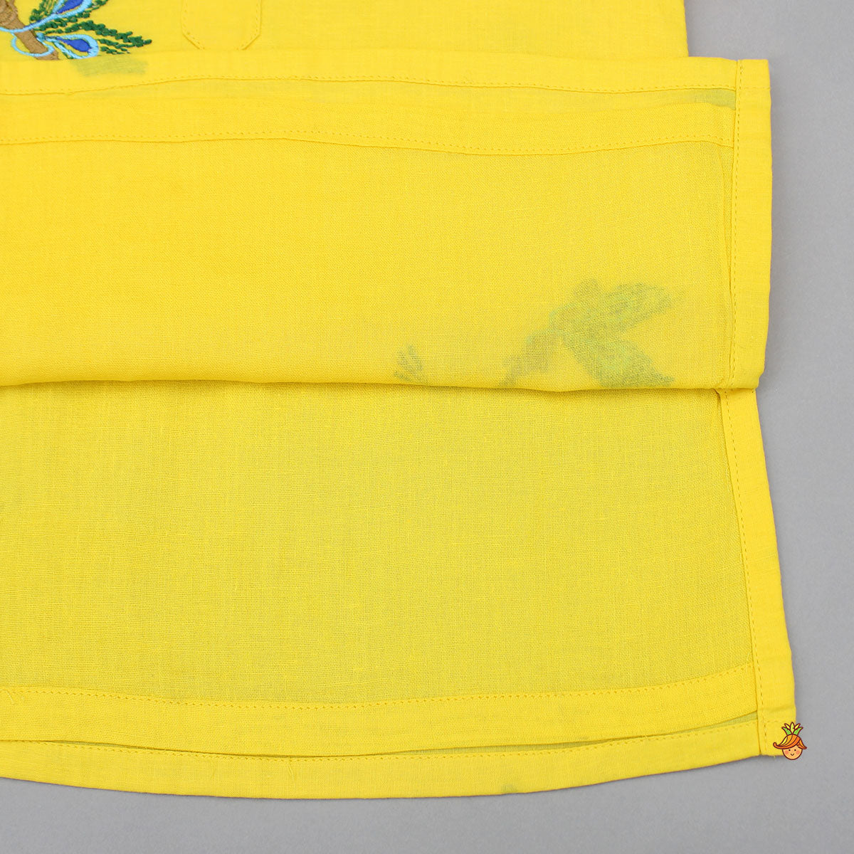 Pre Order: Yellow Embroidered Kurta And Dhoti Style Pant With Head Band