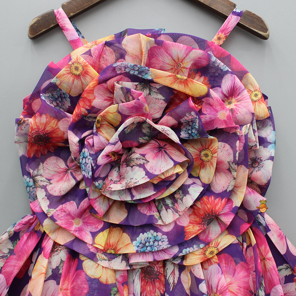 Pre Order: Multicolour Printed Purple Strappy Dress