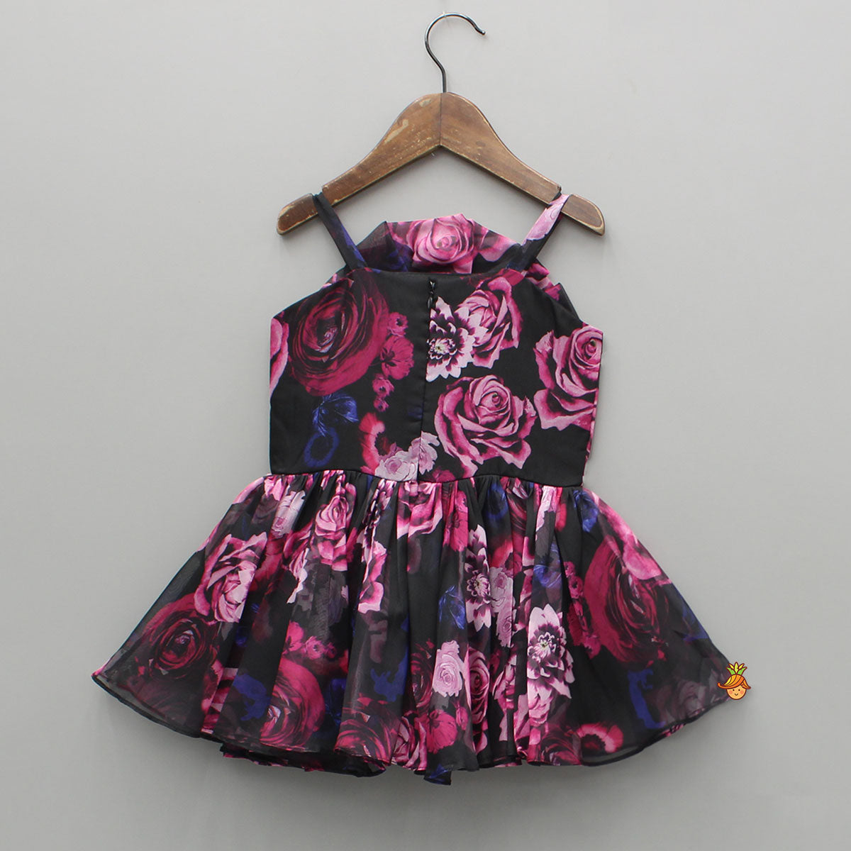 Pre Order: Black Multicolour Printed Strappy Dress