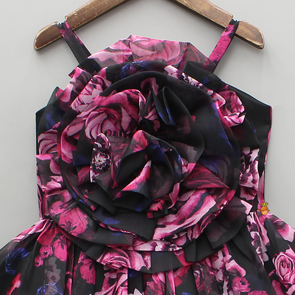 Pre Order: Black Multicolour Printed Strappy Dress