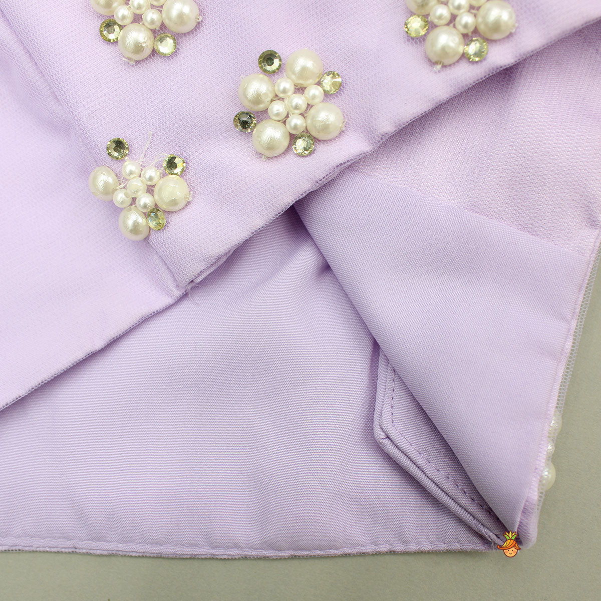 Pre Order: Lilac Strappy Top With Embellished Jacket And Lehenga With Matching Pouch