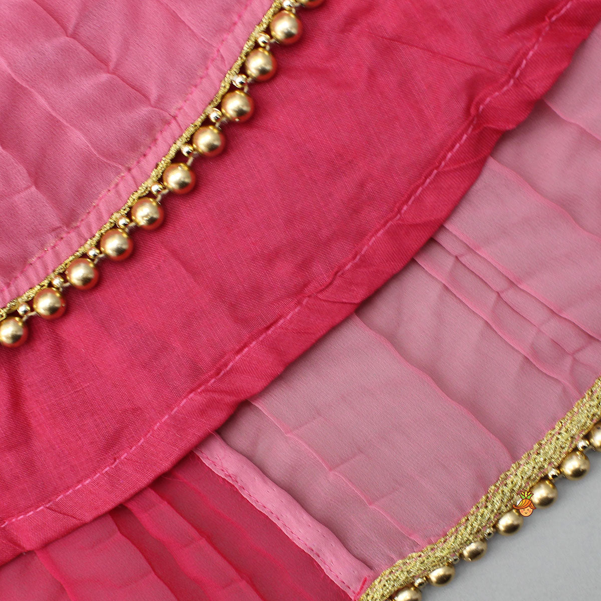 Pre Order: Dual Tone Embroidered Cap Sleeves High Low Kurti