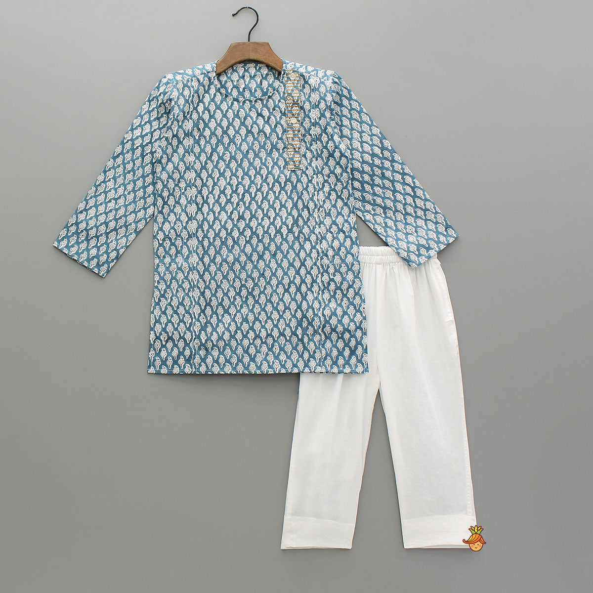 Blue Hand Block Printed Kurta And Pyjama