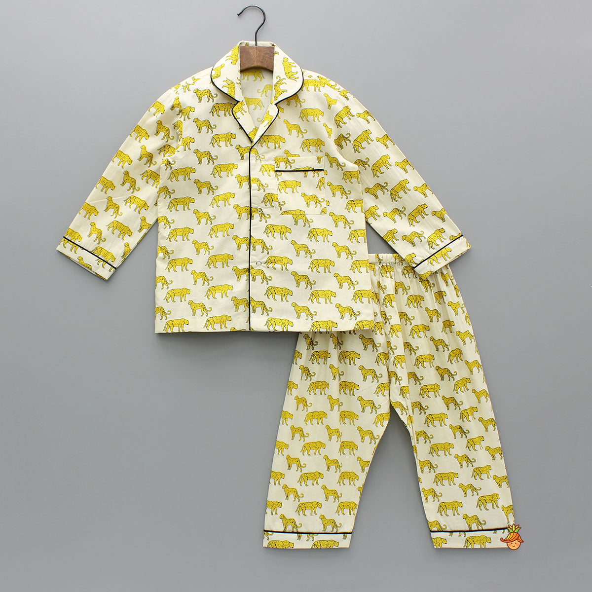 Pre Order: Animal Printed Off White Cotton Sleepwear