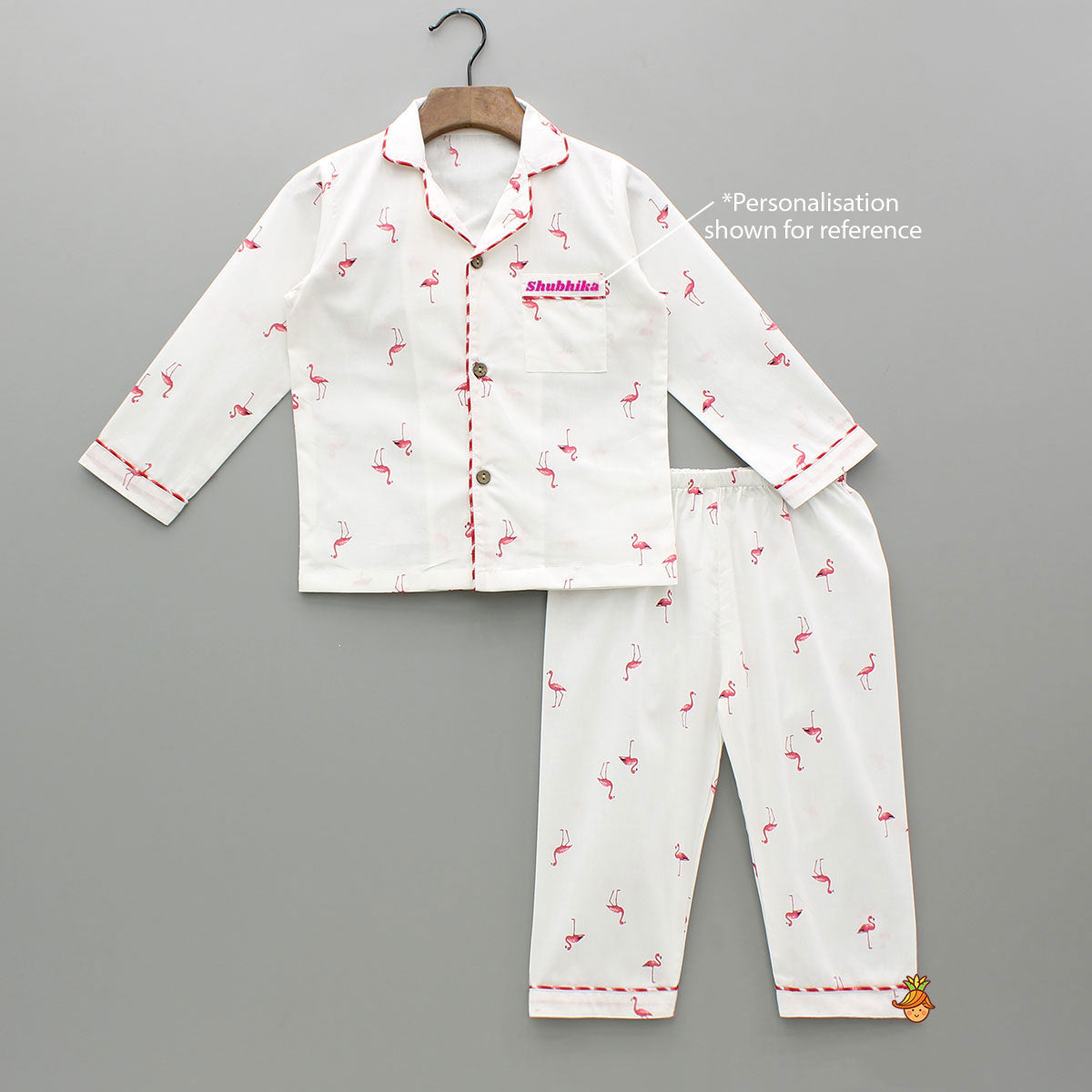 Pre Order: Flamingoes Printed Notch Collar Sleepwear