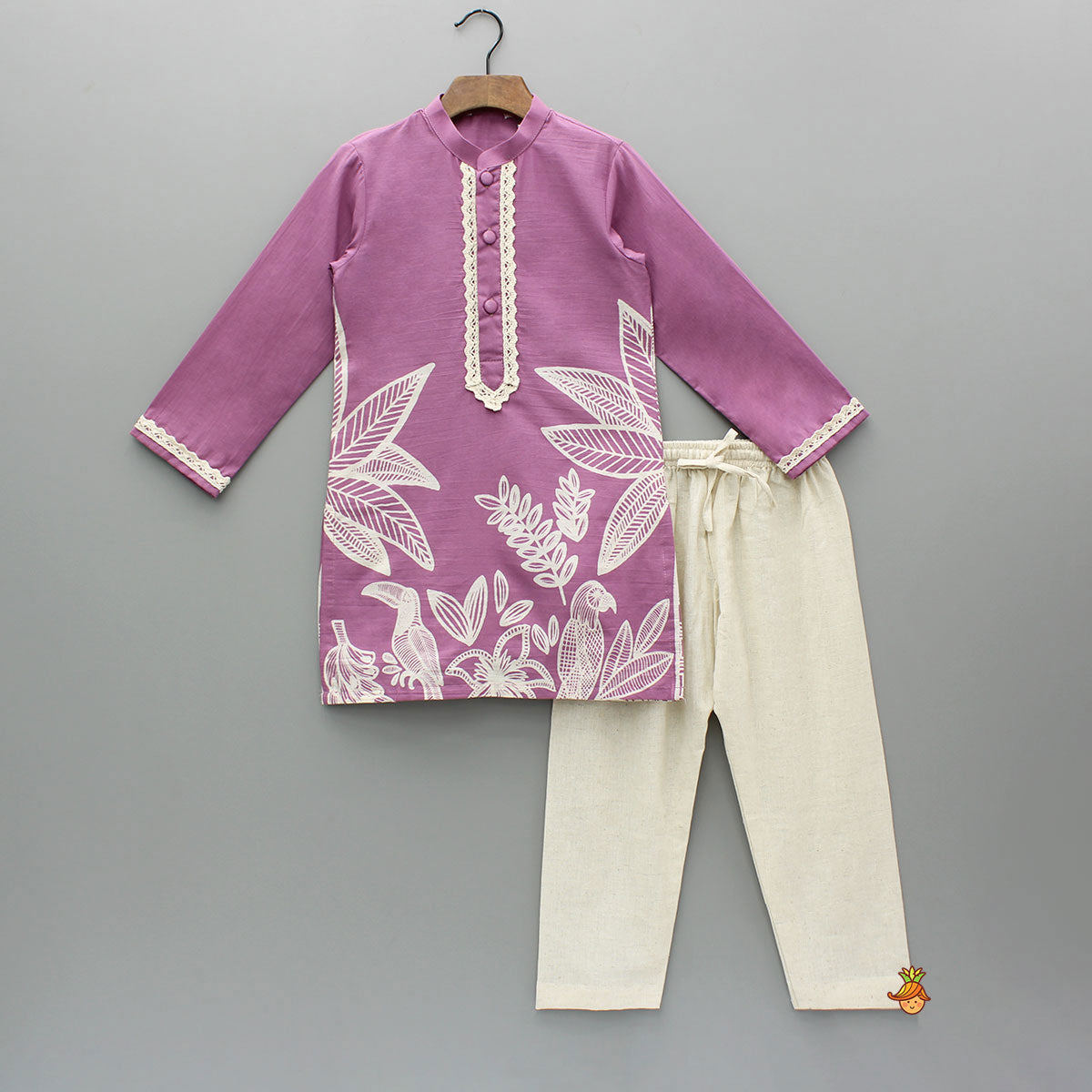 Pre Order: Purple Printed Kurta And Pyjama