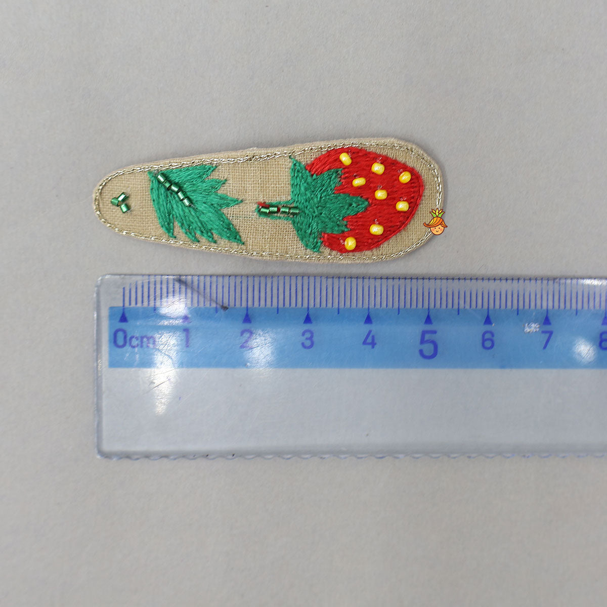 Hand Embroidered Strawberry Hair Clips