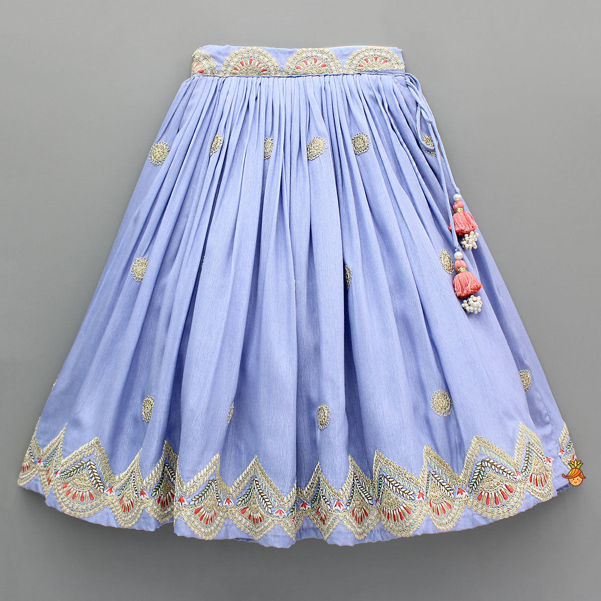 Pre Order: Embroidered Lavender Pleat Detailed Lehenga