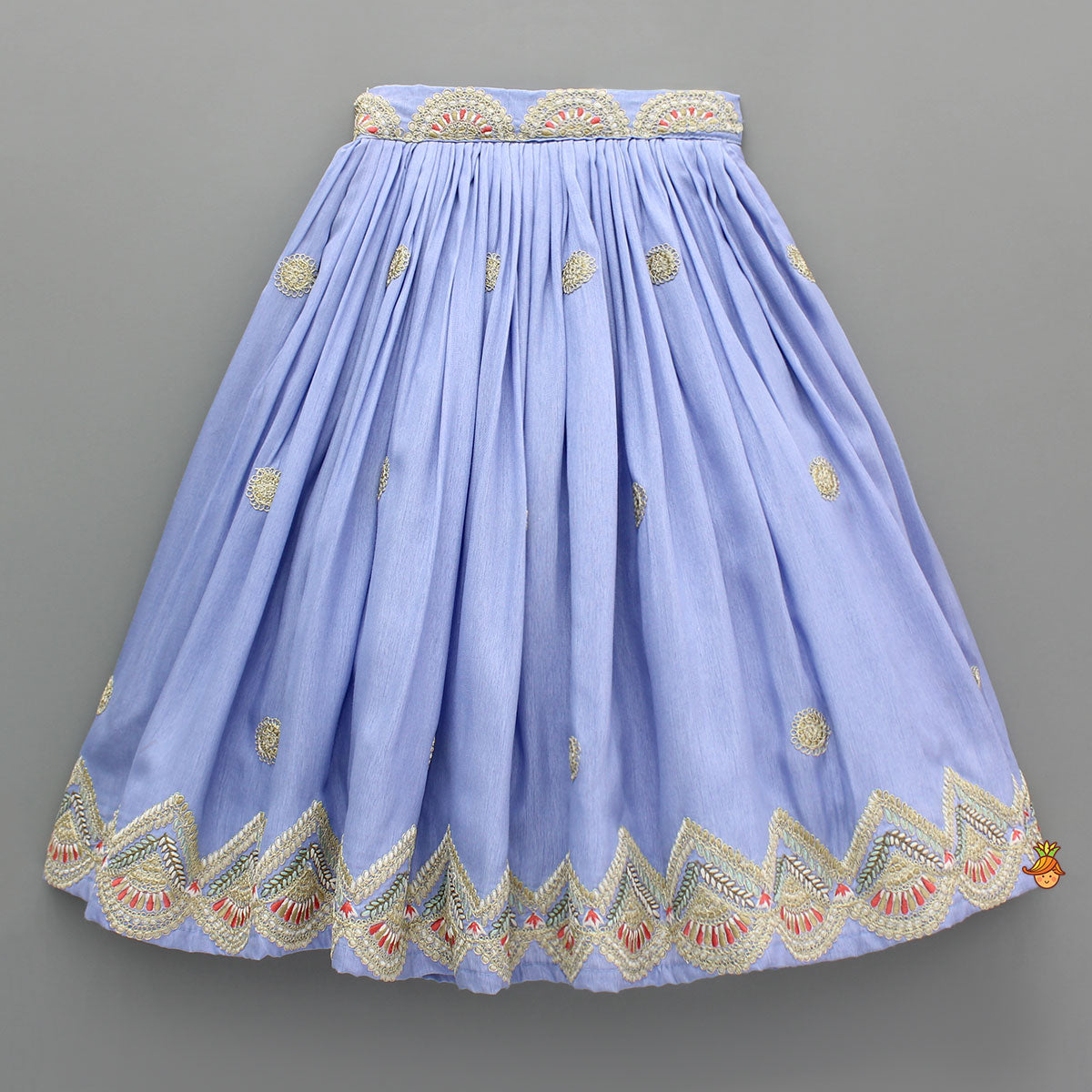 Pre Order: Embroidered Lavender Pleat Detailed Lehenga