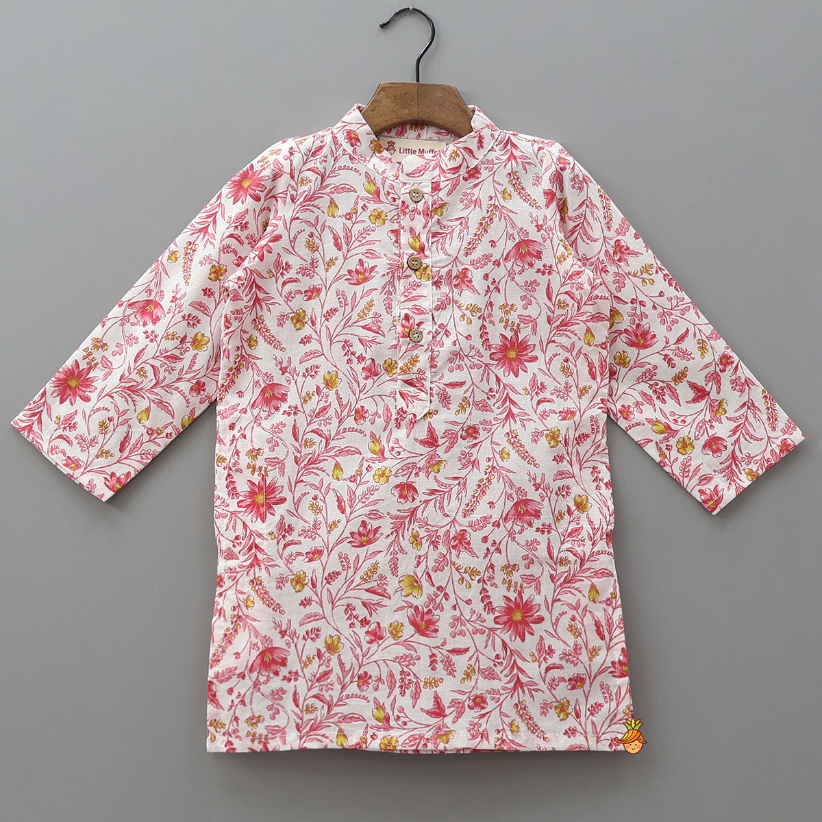 Pre Order: Floral Printed Kurta And Jacket With Pyjama
