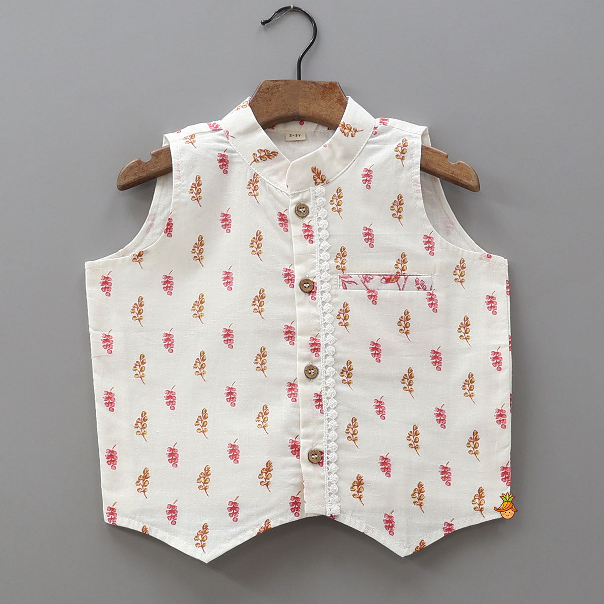 Pre Order: Floral Printed Kurta And Jacket With Pyjama