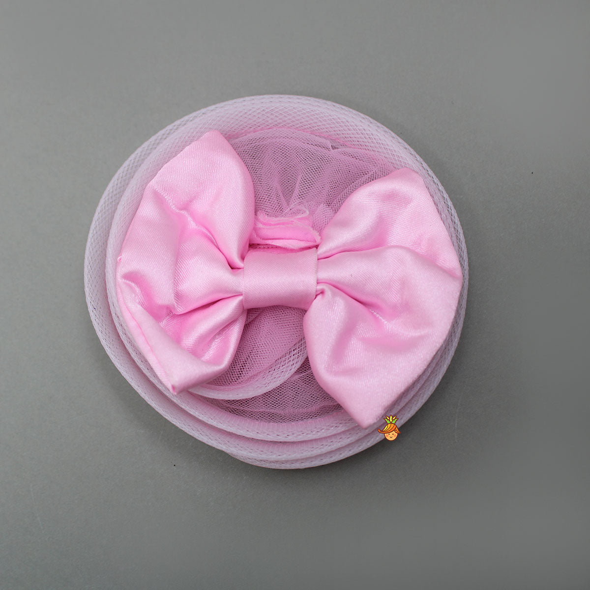 Pink Embellished Dress With Butterfly Wings And Swirled Bow Hairclip