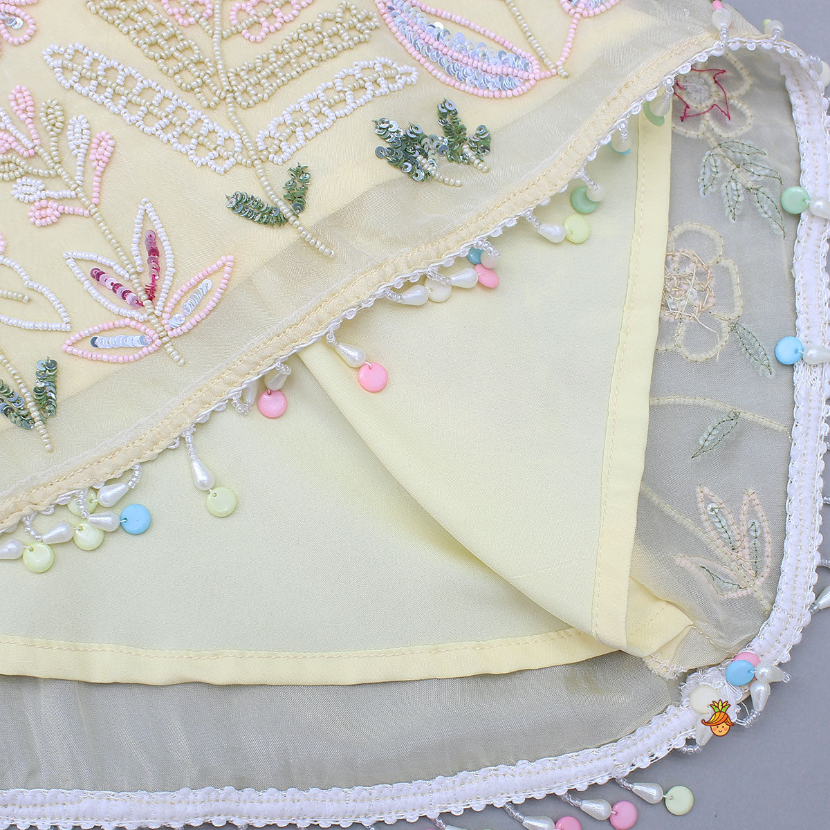 Pre Order: Yellow Sleeveless Floral Embroidered Kurti With Flared Palazzo And Dupatta