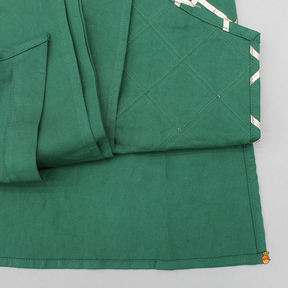 Pre Order: Green Pleated Asymmetric Stylish Kurta With Pant