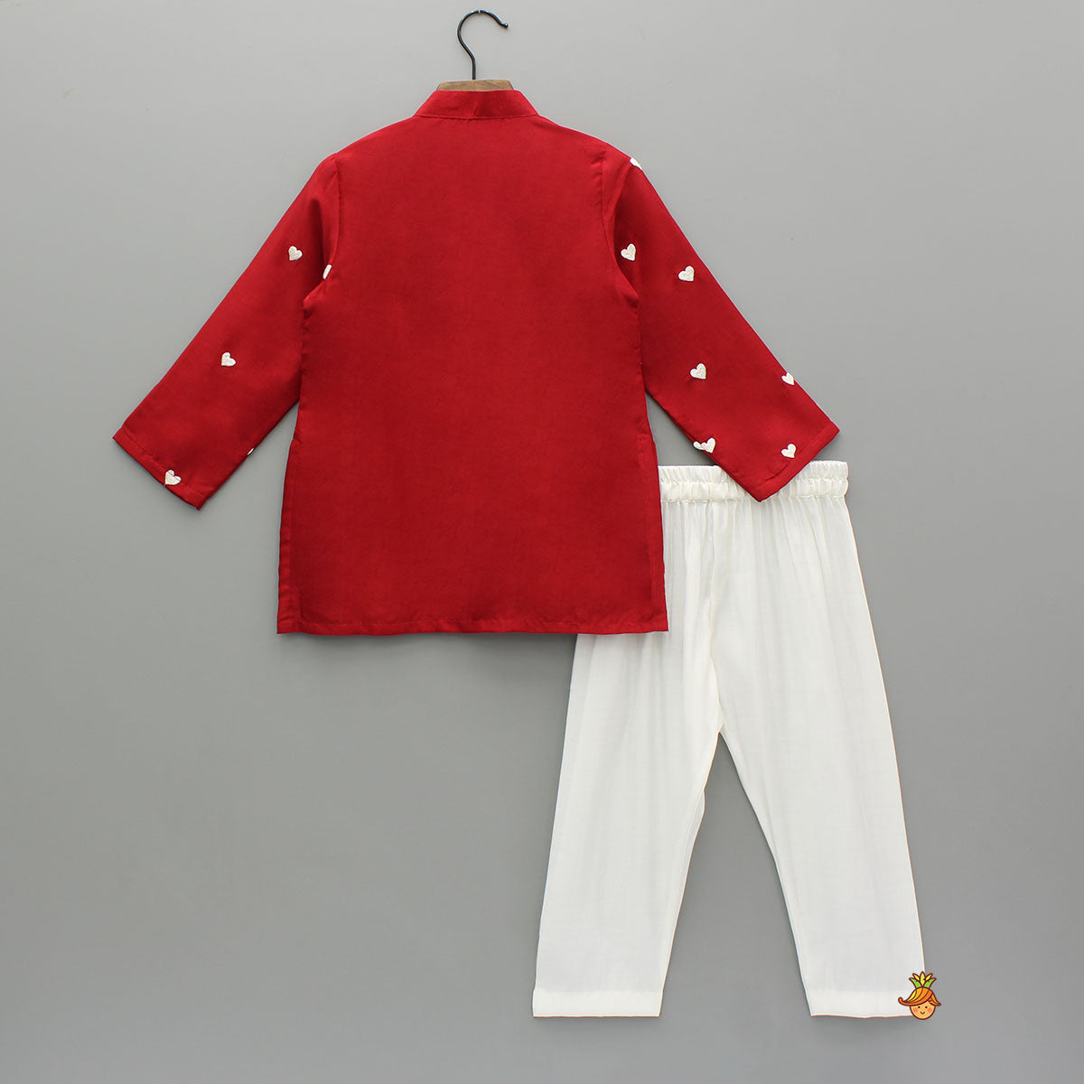 Pre Order: Red Heart Embroidered Kurta And Pyjama