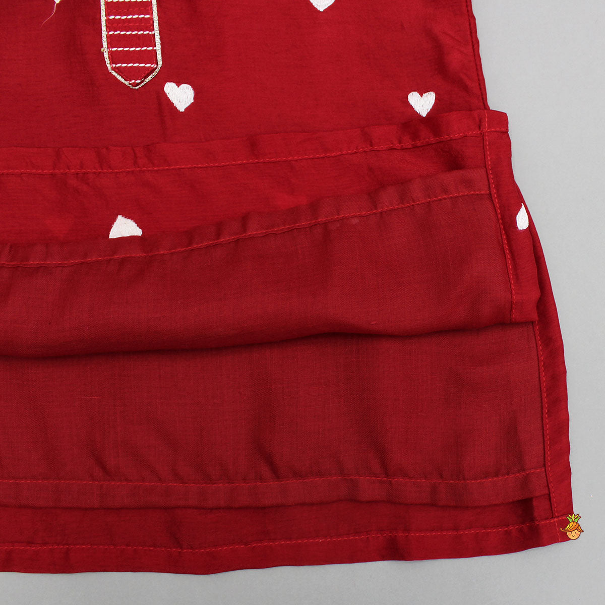 Pre Order: Red Heart Embroidered Kurta And Pyjama