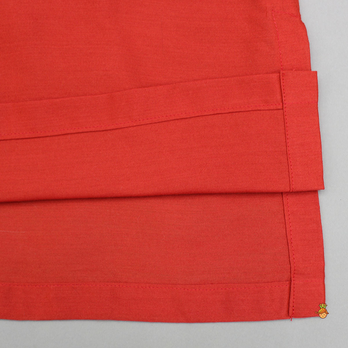 Pre Order: Red Kurta With Embroidered Front Open Jacket And Pyjama