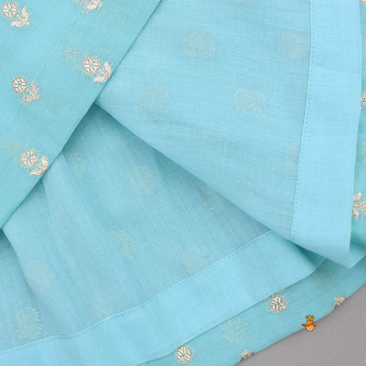 Pre Order: Blue Embroidered Strappy Kurti And Tiered Sharara With Dupatta