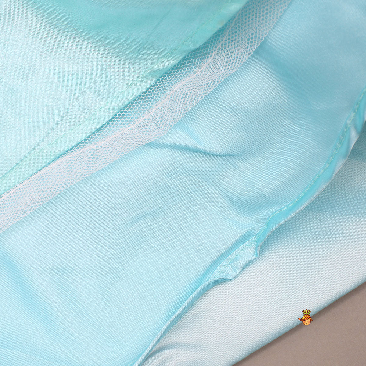 Pre Order: Blue Embellished Frilly Layered Dress With Detachable Bow And Swirled Bow Headband