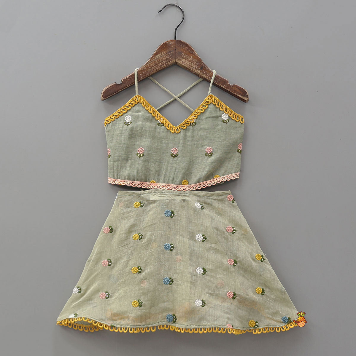 Pre Order: Floral Embroidered Stylish Backless Kurti With Sharara And Dupatta