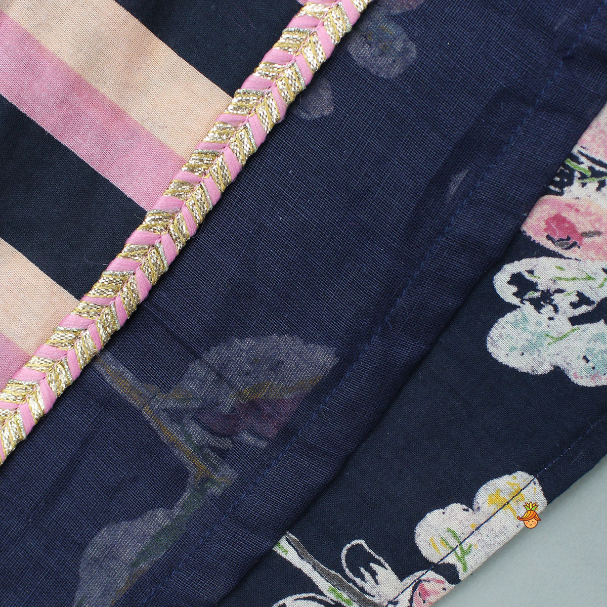 Pre Order: Multicolour Floral Printed Top And Lehenga With Dupatta