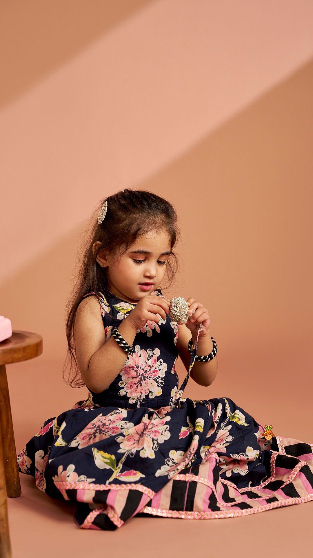 Pre Order: Multicolour Floral Printed Top And Lehenga With Dupatta