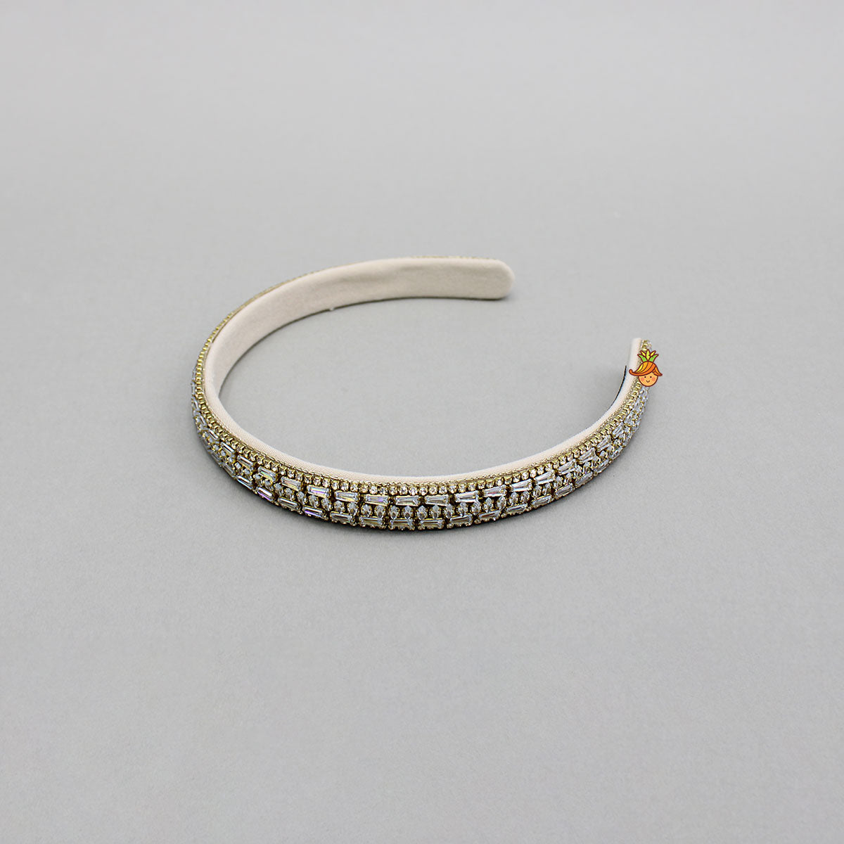 White Artificial Stone Embroidered Hairband