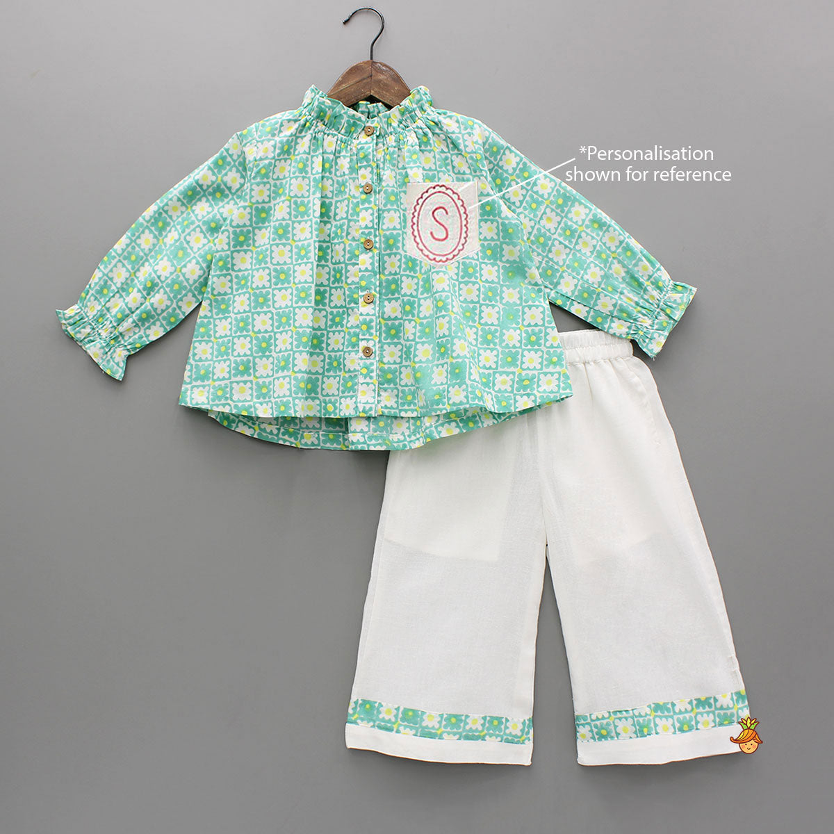 Pre Order: Multicolour Floral Hand Block Printed Top And Pyjama