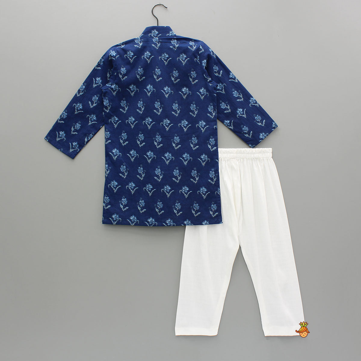 Pre Order: Blue Printed Asymmetric Kurta And Pyjama