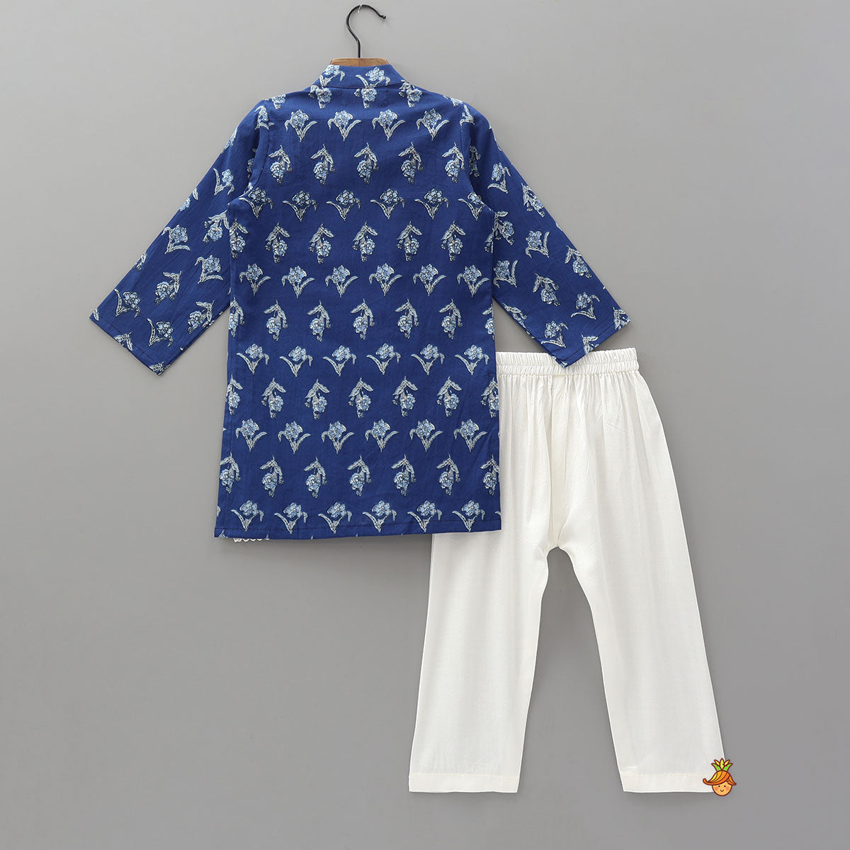 Pre Order: Blue Printed Asymmetric Kurta And Pyjama