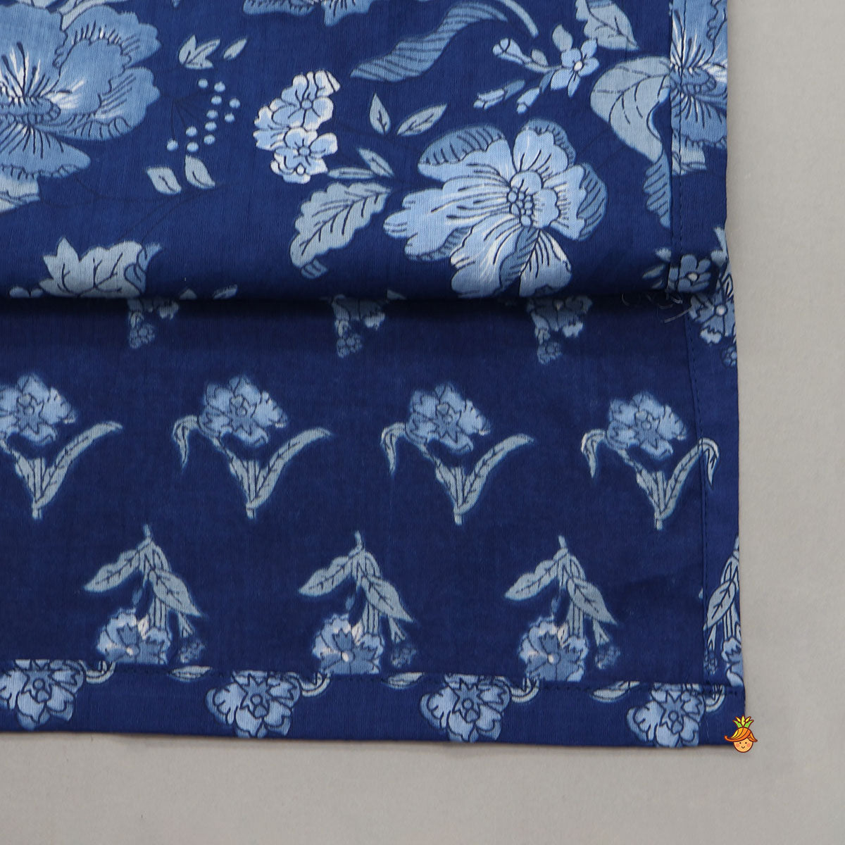 Pre Order: Blue Printed Asymmetric Kurta And Pyjama