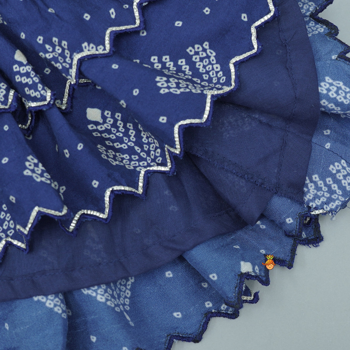 Pre Order: Blue Printed Embroidered Layered Top And Flared Palazzo