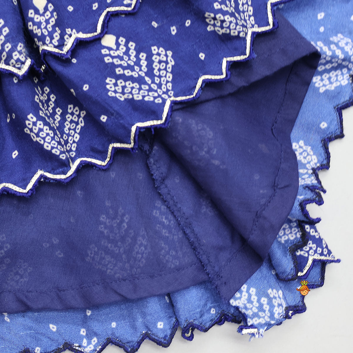 Pre Order: Blue Printed Embroidered Layered Top And Flared Palazzo