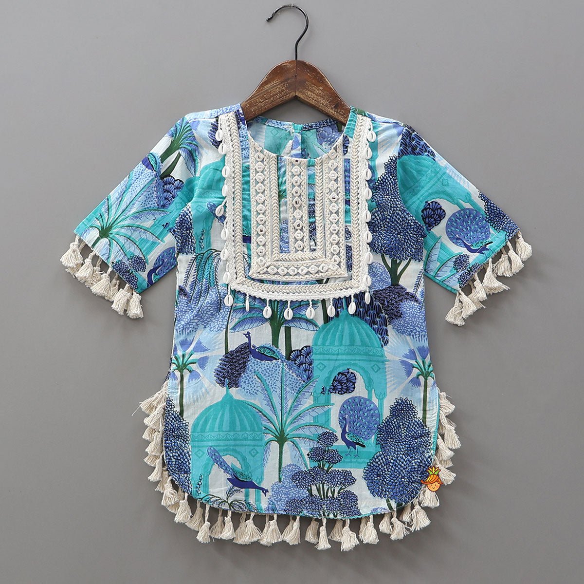Pre Order: Multicolour Printed Kurti And Sharara With Dupatta